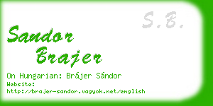 sandor brajer business card